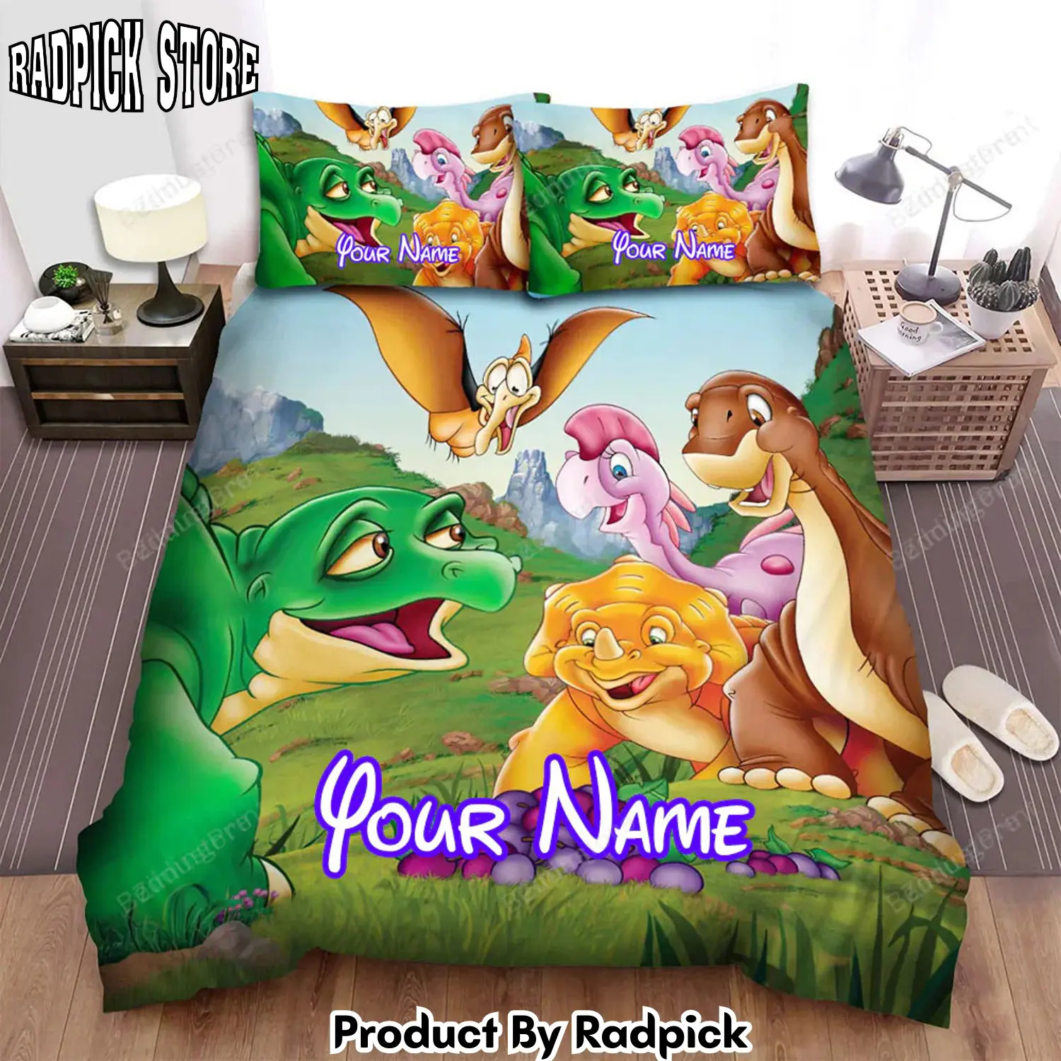 Radpick the land before time movie animation bed sheets duvet cover personalized name bedding sets rp3271160